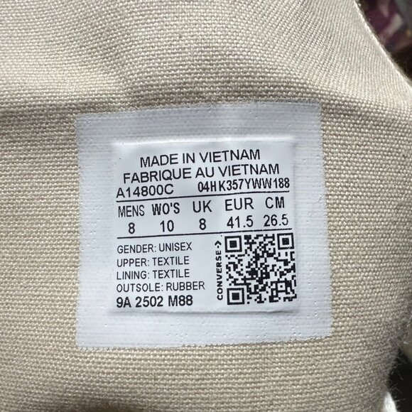 ⭐Converse x Isabel Marant Chuck 70 Hi Sz 8 Men's Shoes Black Vanilla Ice A14800C - Picture 14 of 14